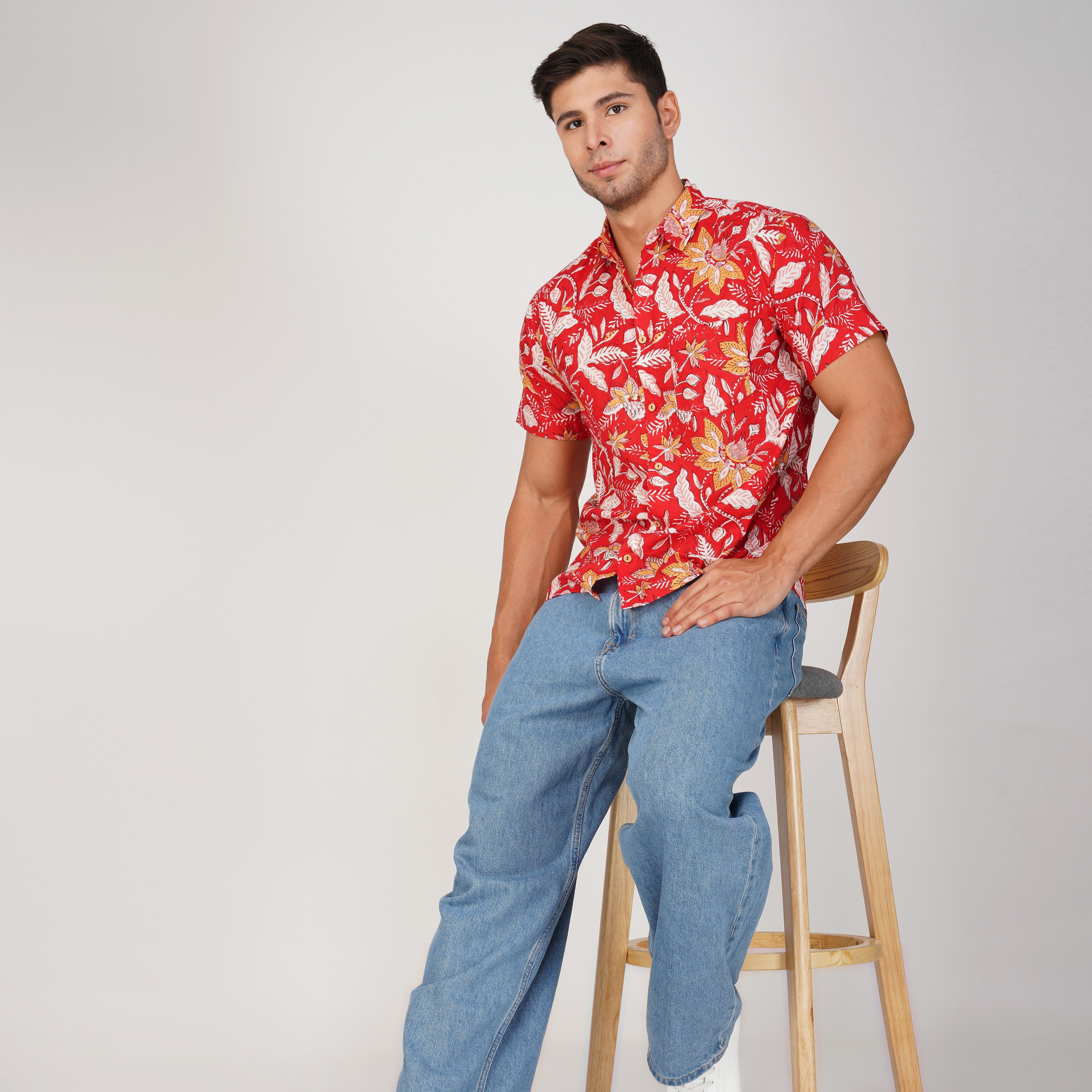 Red Floral Firework| Family Twinning (Baby Girl): Match in Style! | Pure Cotton