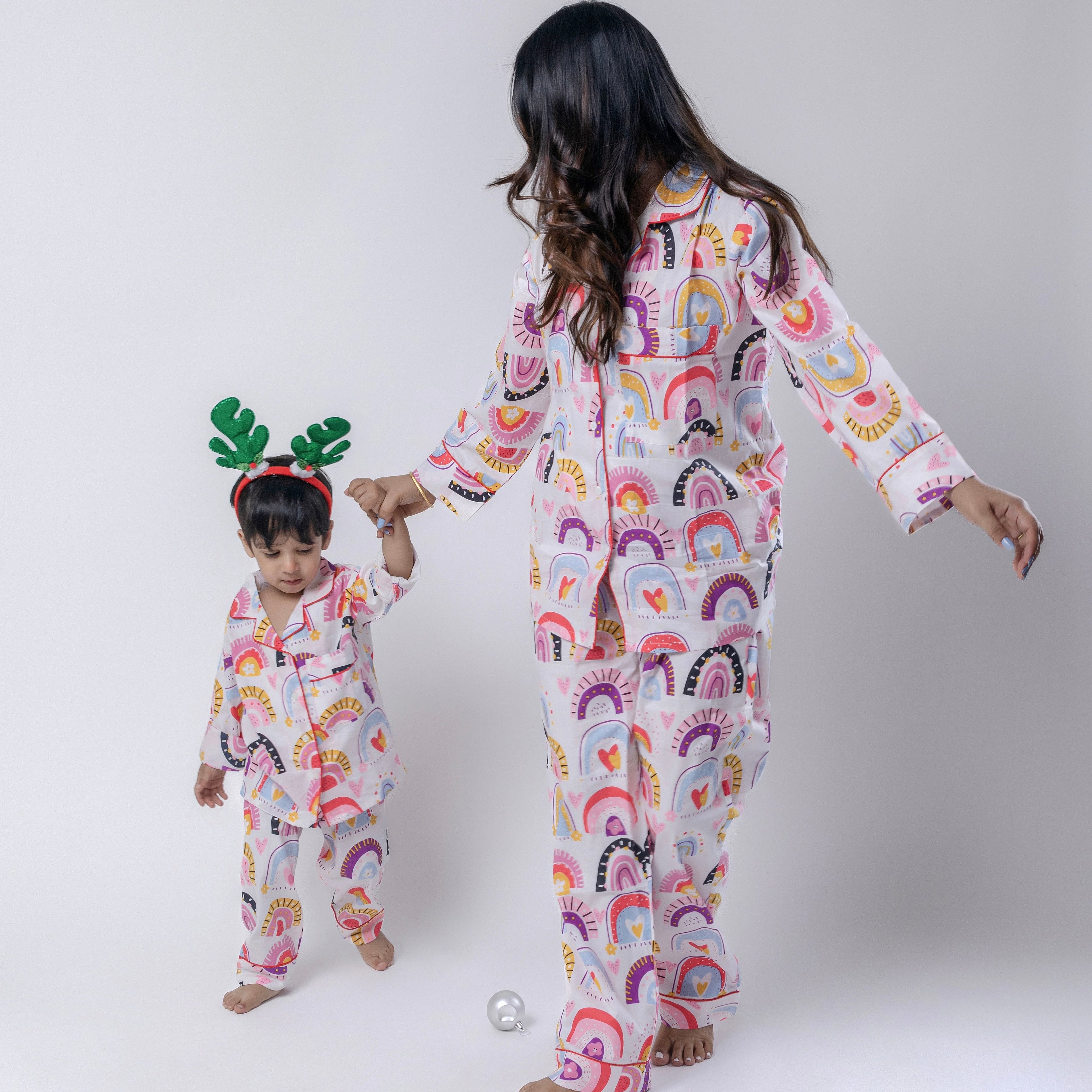 Over The Rainbow| Adult Nightsuit Set| Pure Cotton