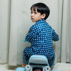 Blue Checkerboard | Kids Nightsuit Set |Pure Cotton