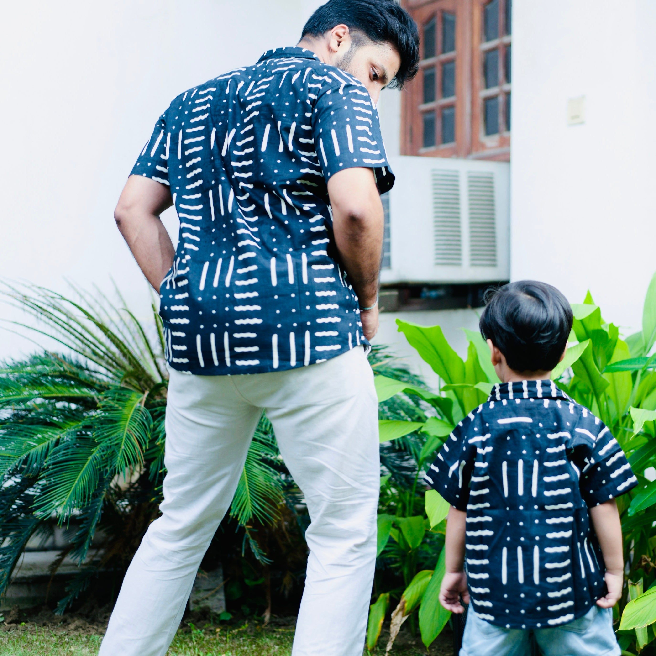 Cotton Party Wave Twinning Shirts for Father & Son: Match in Style!