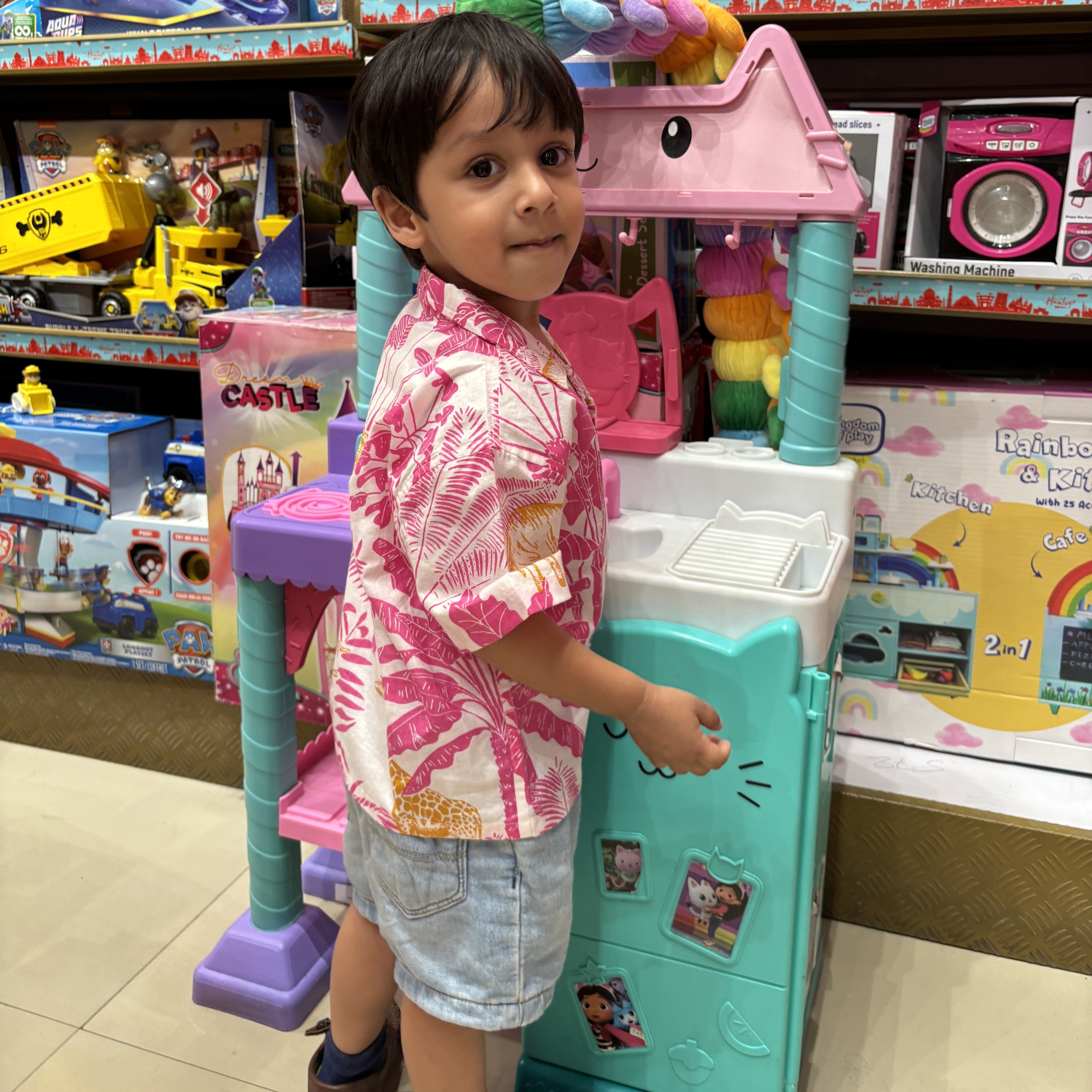 Hawaiian Shirt for Boys| Pink Jungle| Pure Cotton