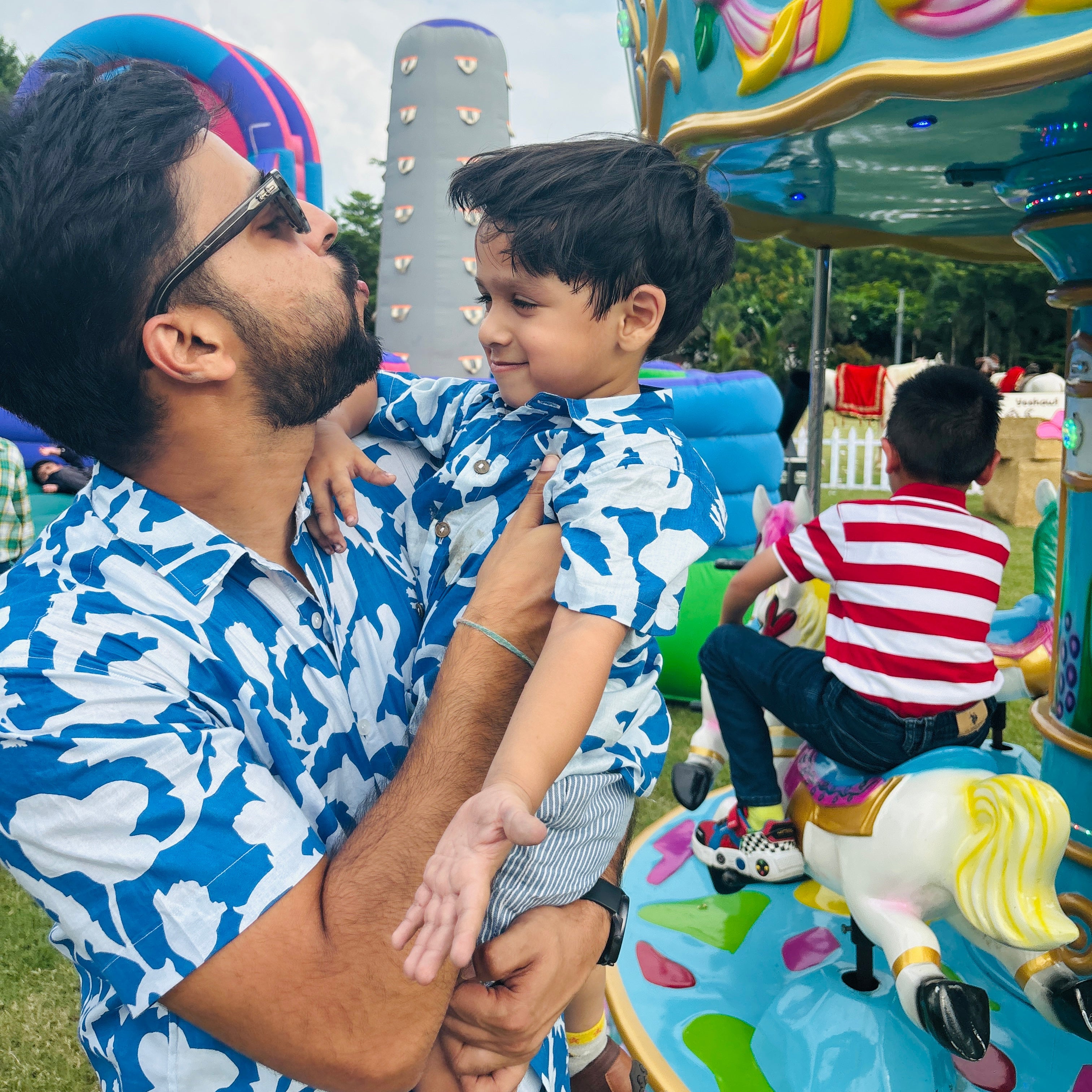 Cotton Flower Power Blue Twinning Outfits for Family: Match in Style!
