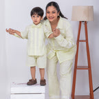 Aurelia Yellow Linen Co-Ords Set for Boys with Bow-Tie