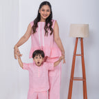Luxe Pink Linen Co-Ords Set for Boys