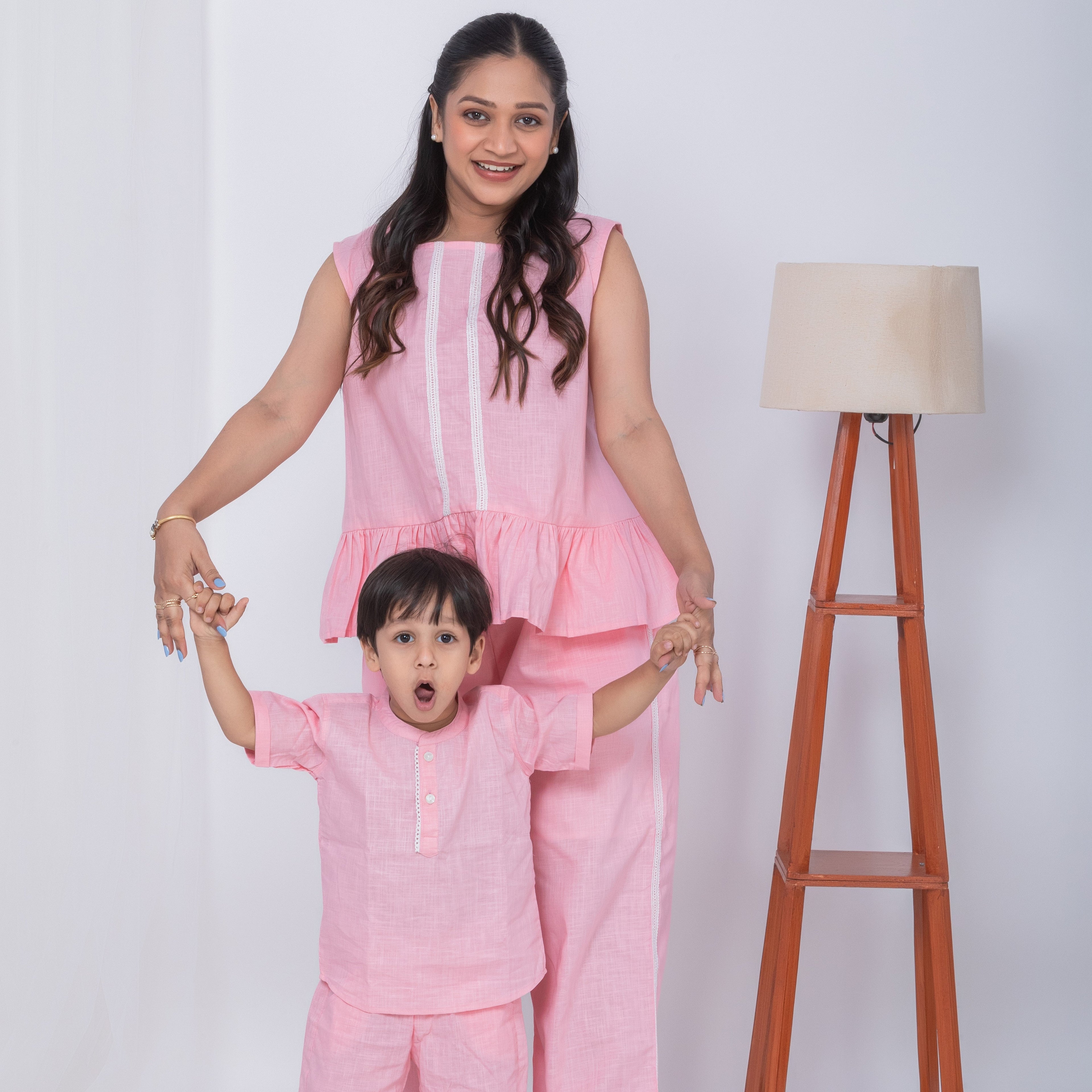Luxe Pink Linen Co-Ords Set for Boys