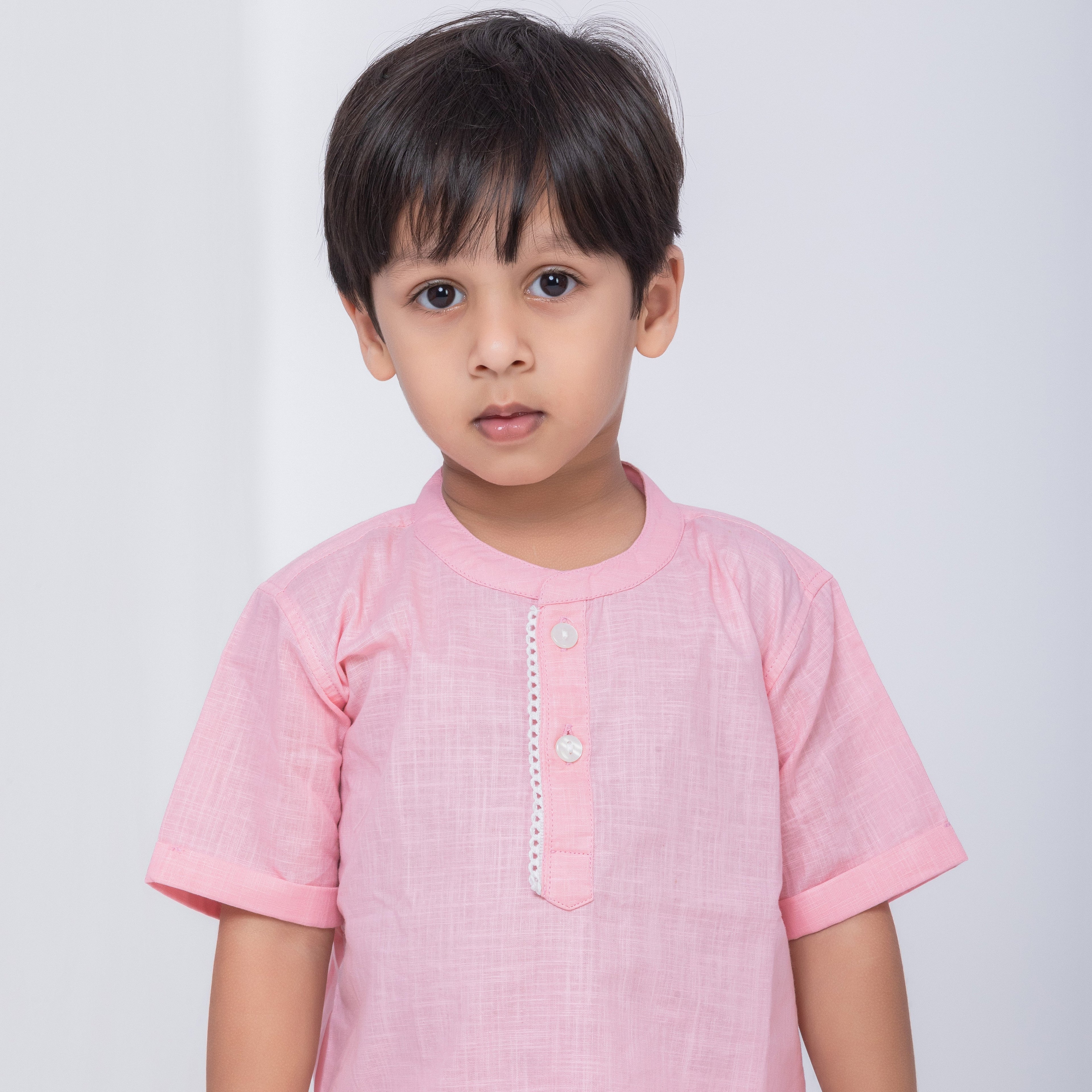 Luxe Pink Linen Co-Ords Set for Boys
