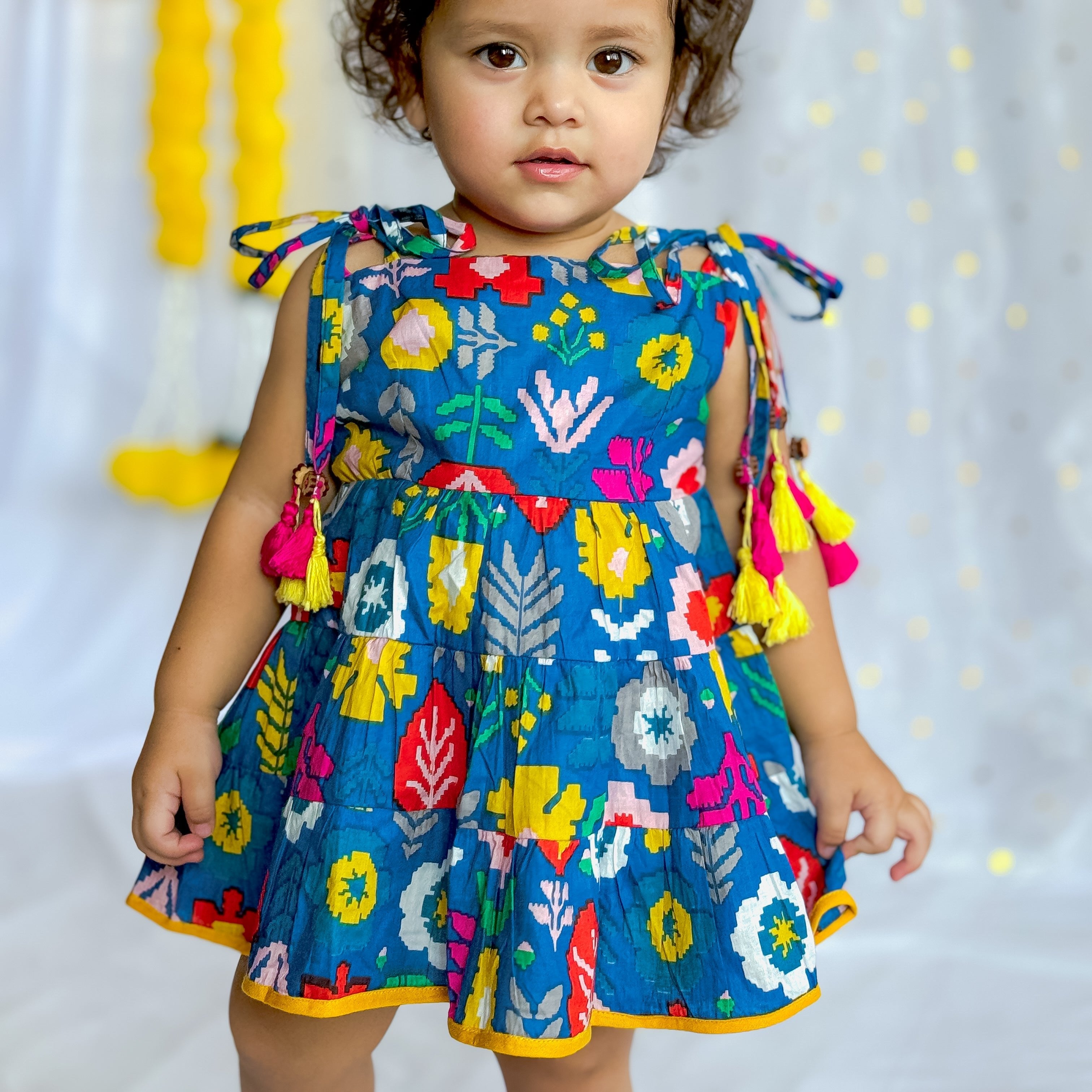 Festive Dress for Girls| Blue Patola| Pure Cotton