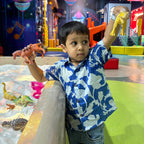 Cotton Boys Kids Shirt Flower Power Blue