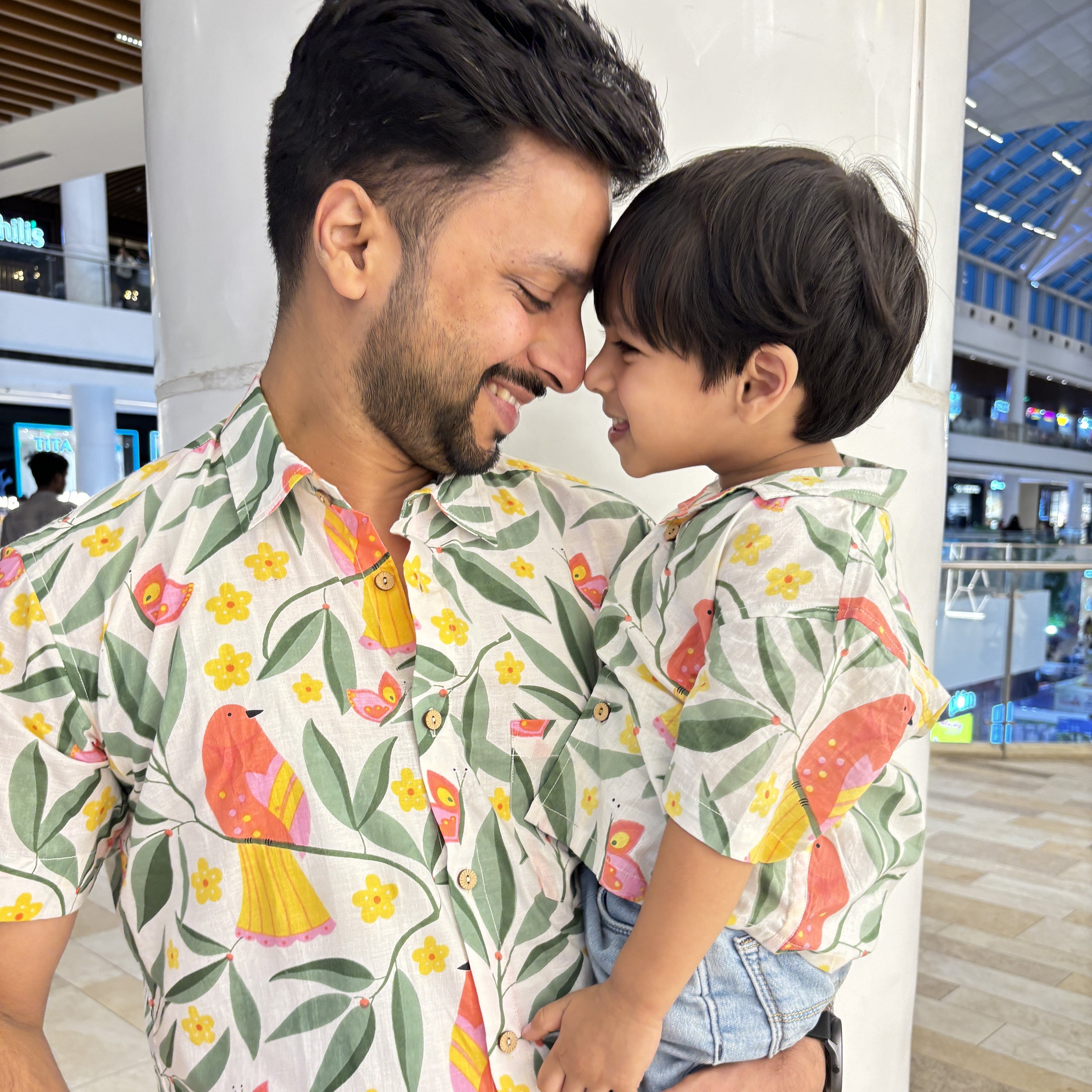 Vacay Vibes Twinning Outfit for Father and Son | White Bird| Pure Cotton