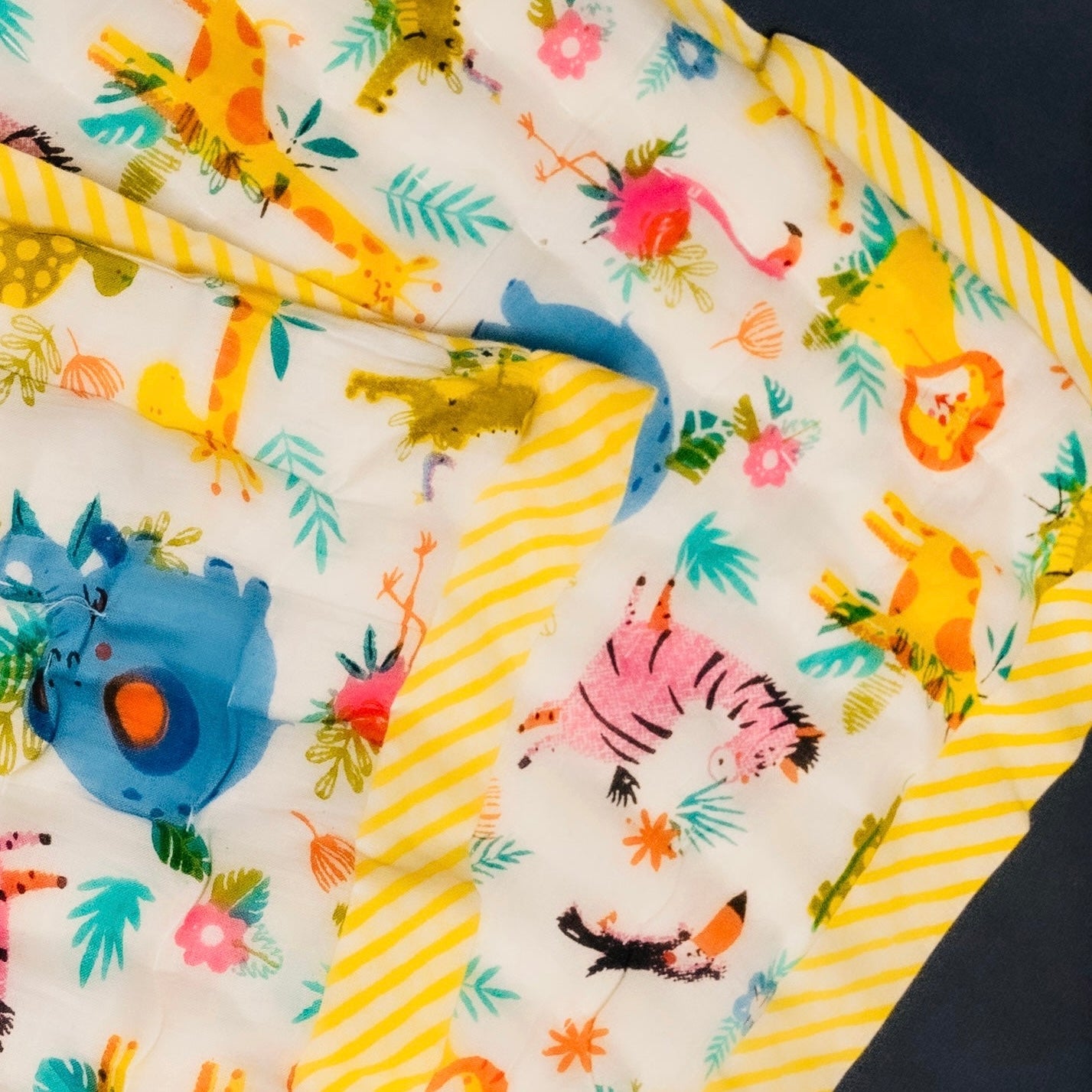 Reversible Pure Cotton Fluffy Quilt - Jungle Safari-Multicolour