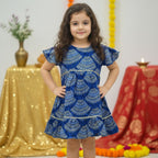 Blue Bandhani Dress for Girl | Pure Cotton