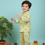 Green Hearts | Kids Night suit Set |Pure Cotton