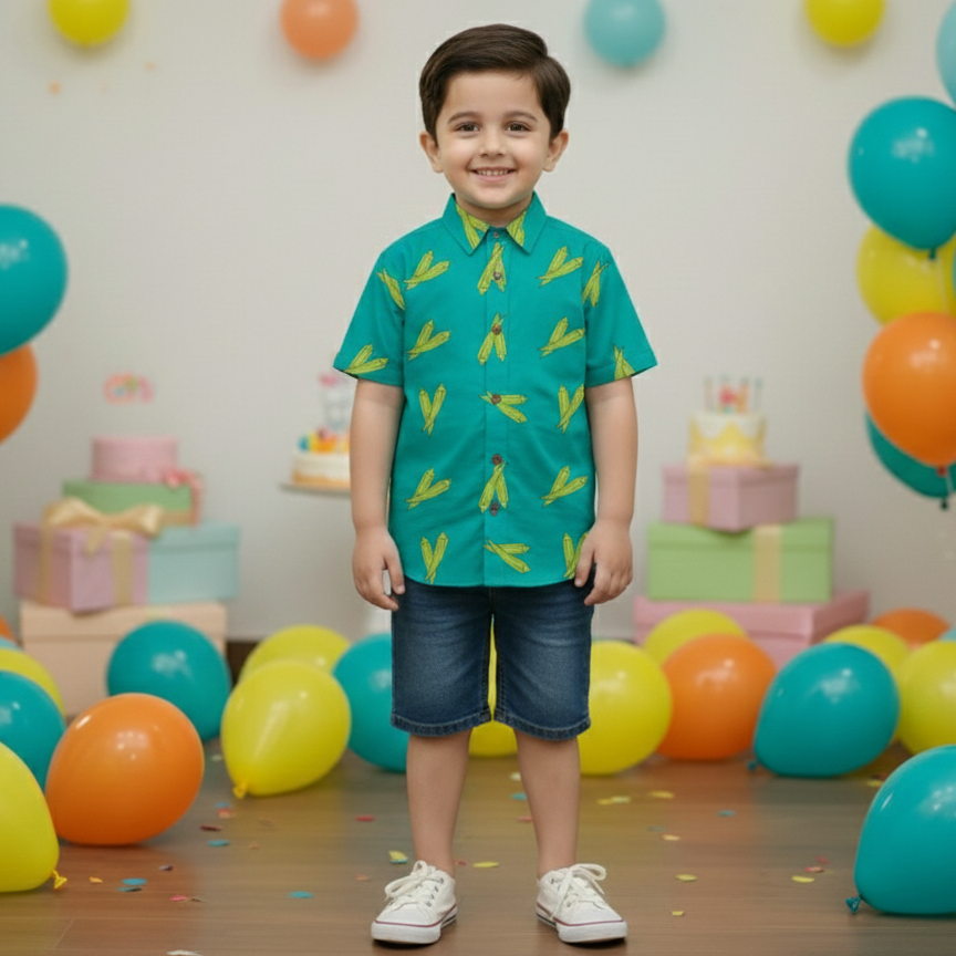 Bhindi Shirt Twinning Outfits for Mother and Son | Pure cotton poplin