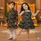 Black Bandhani Sibling Twinning Outfits| Pure Cotton