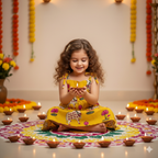 Yellow  Pichwai  Girls Dress | Pure Cotton