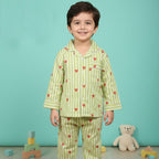 Green Hearts | Kids Night suit Set |Pure Cotton