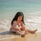 Orange Floral Dress for Girls | Pure Cotton