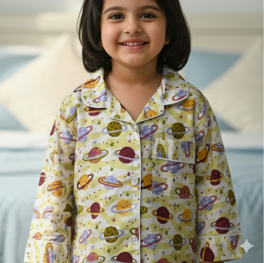 Planets | Kids Night suit Set |Pure Cotton