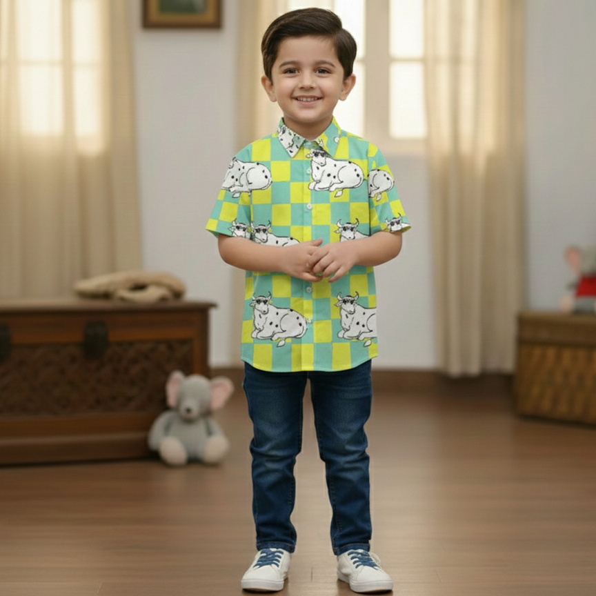 Gaiya Shirt for Boys- Yellow | Pure Cotton Poplin