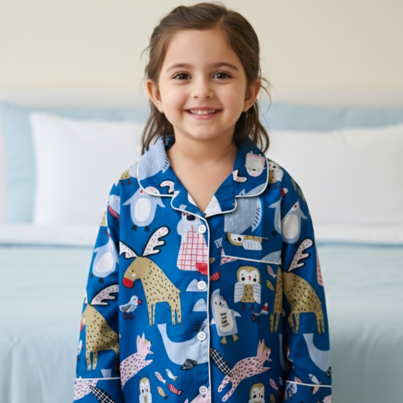 Blue Jungle | Kids Night suit Set |Pure Cotton
