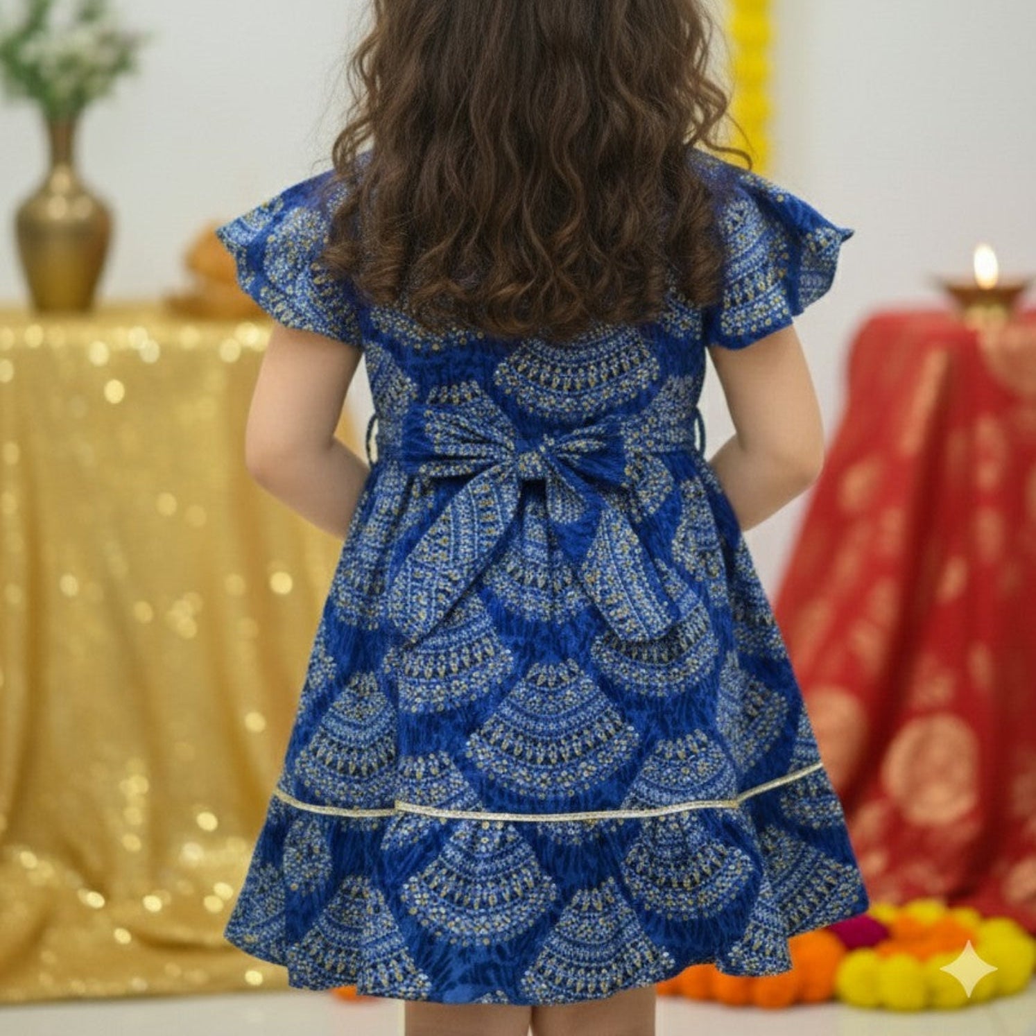 Blue Bandhani Dress for Girl | Pure Cotton