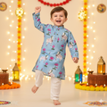 Blue Pichwai Kurta Pajama Set for Boys| Pure Cotton