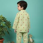 Green Hearts | Kids Night suit Set |Pure Cotton