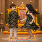 Black Bandhani Sibling Twinning Outfits| Pure Cotton