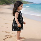 Cotton Dress For Girls | Party Waves Black