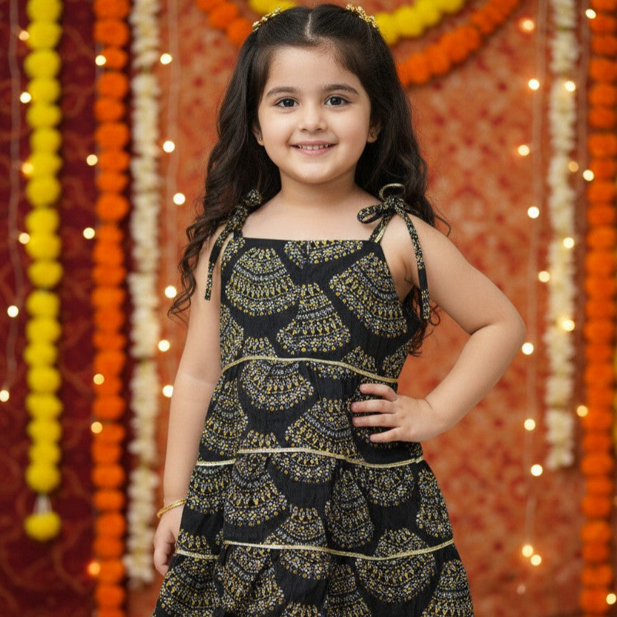 Black Bandhani Dress for Girl| Pure Cotton