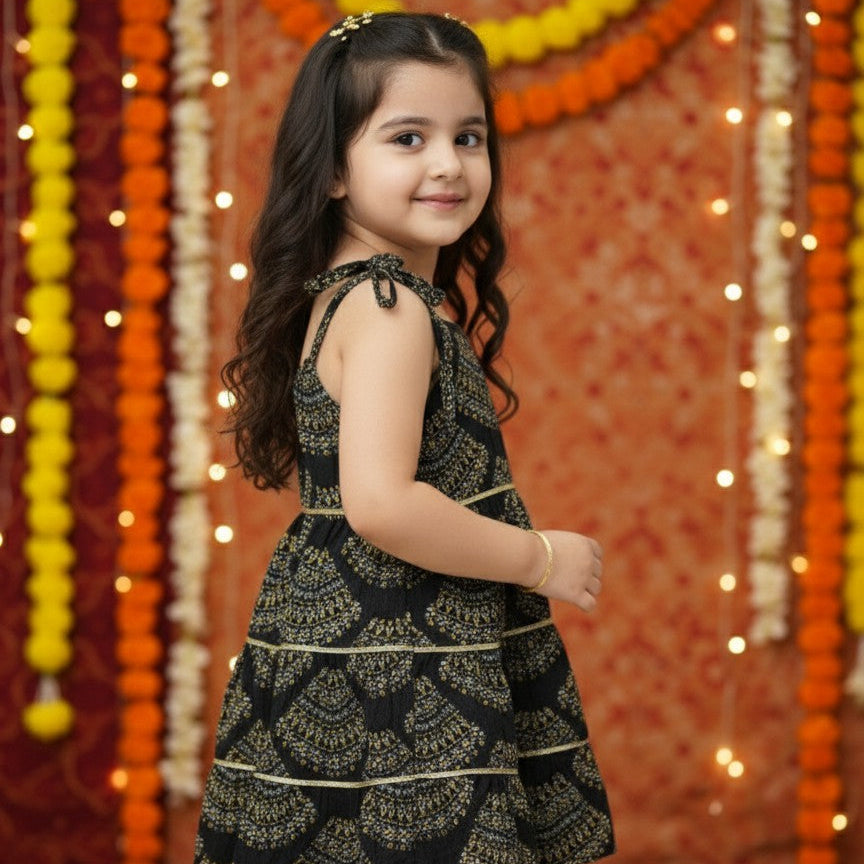 Black Bandhani Sibling Twinning Outfits| Pure Cotton