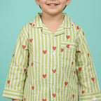 Green Hearts | Kids Night suit Set |Pure Cotton