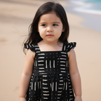 Cotton Dress For Girls | Party Waves Black