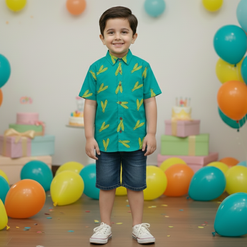 Bhindi Shirt for Boys | Pure Cotton Poplin