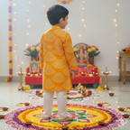 Yellow Bandhani Kurta Pajama Set for Boys| Pure Cotton