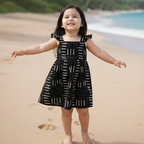 Cotton Dress For Girls | Party Waves Black