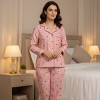 Pink Hearts Twinning Nightsuit Set| Pure Cotton