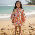 Orange Floral Dress for Girls | Pure Cotton