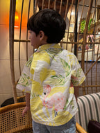 Beach Shirt for Boys| Yellow Flamingos| Pure Cotton