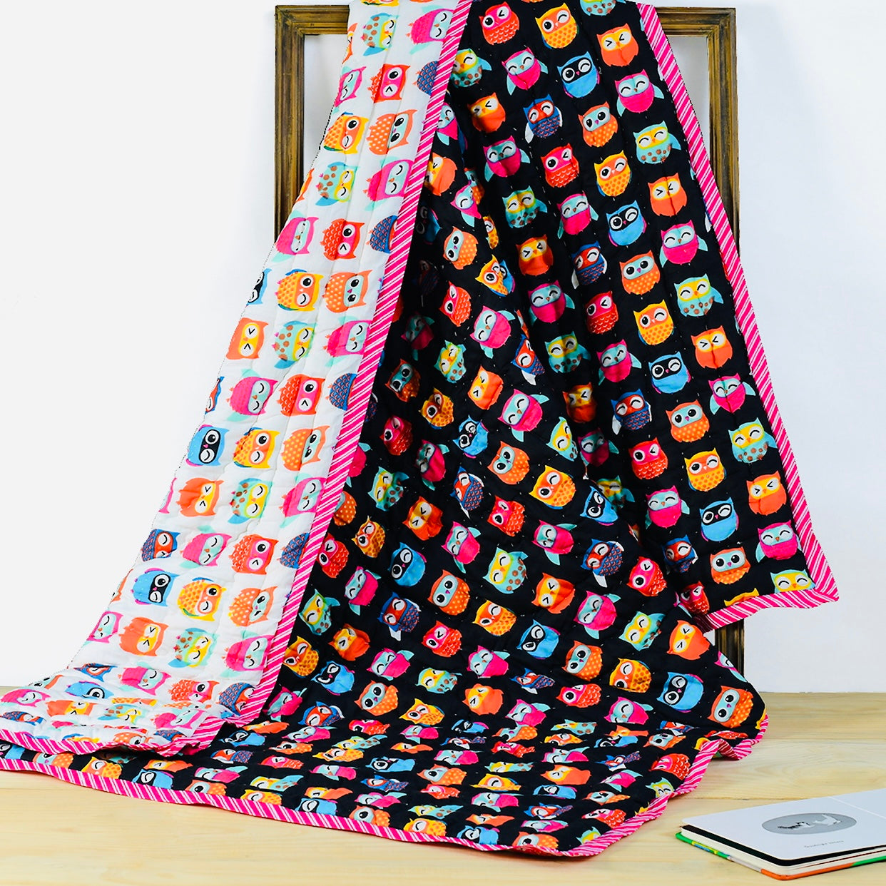 Reversible Character Quilt- Midnight Owl- Black & White