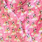 Reversible Character Quilt- Rainbow Panda- Pink & Grey