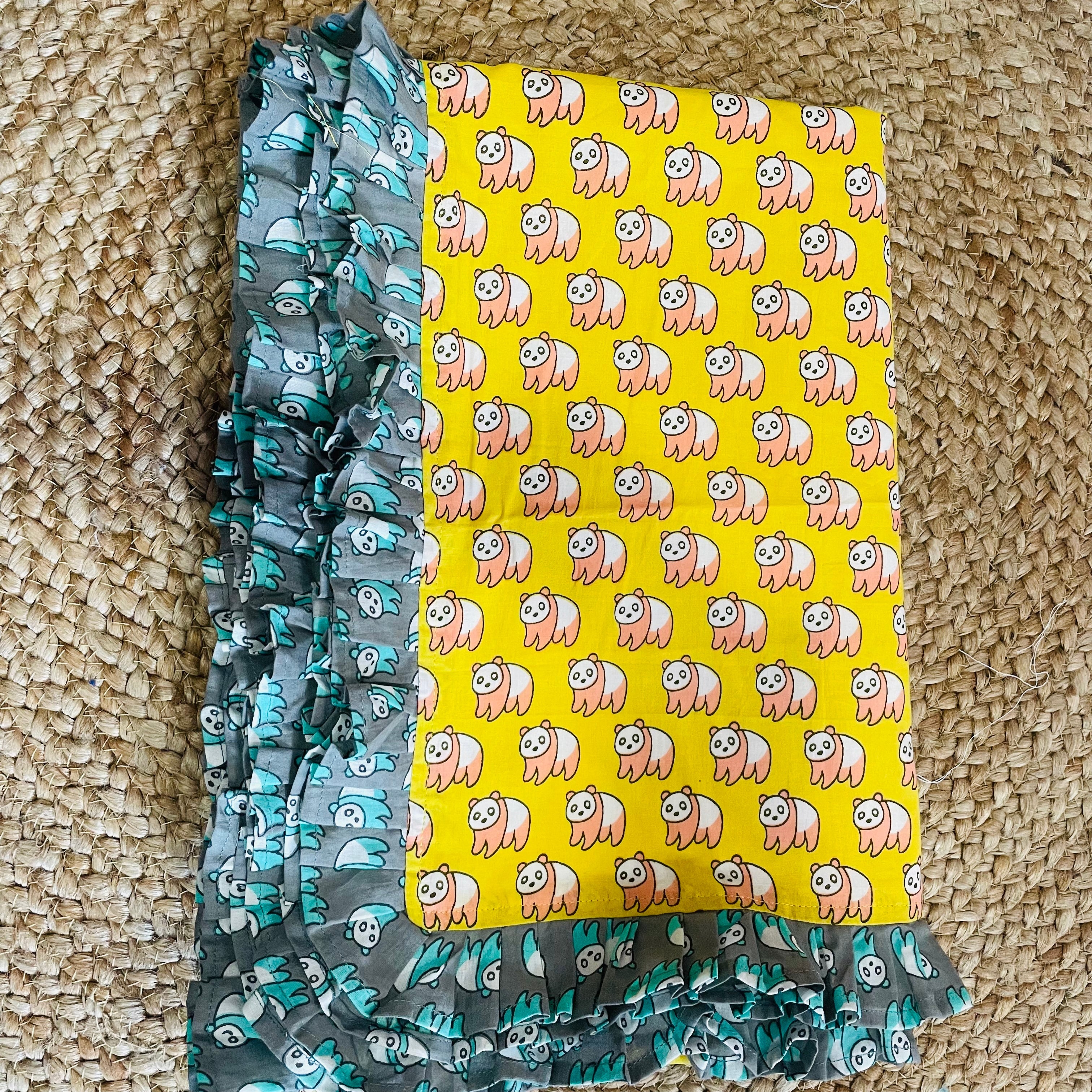 Breezy Cotton Dohar- Yellow Pandas