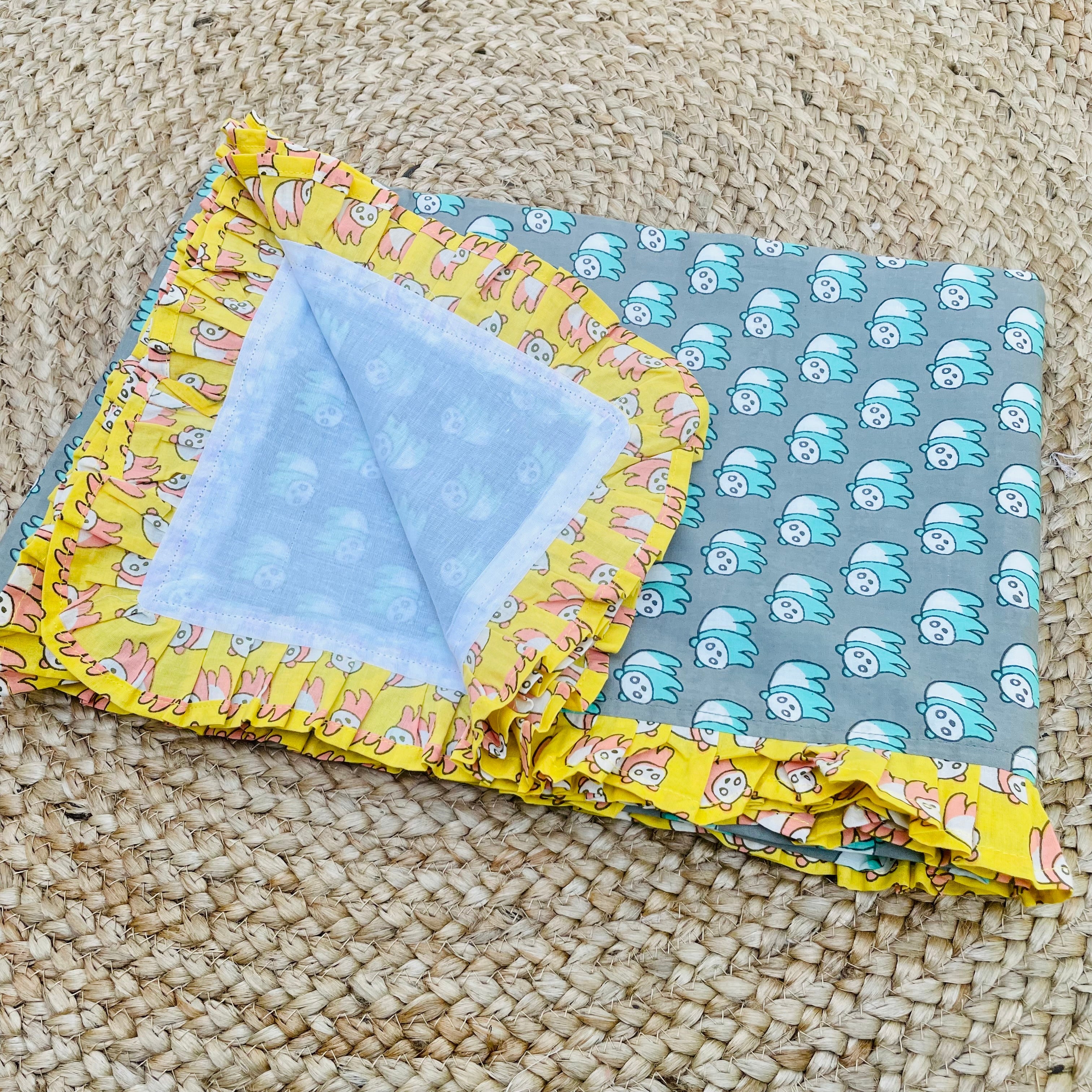 Breezy Cotton Dohar- Grey Pandas