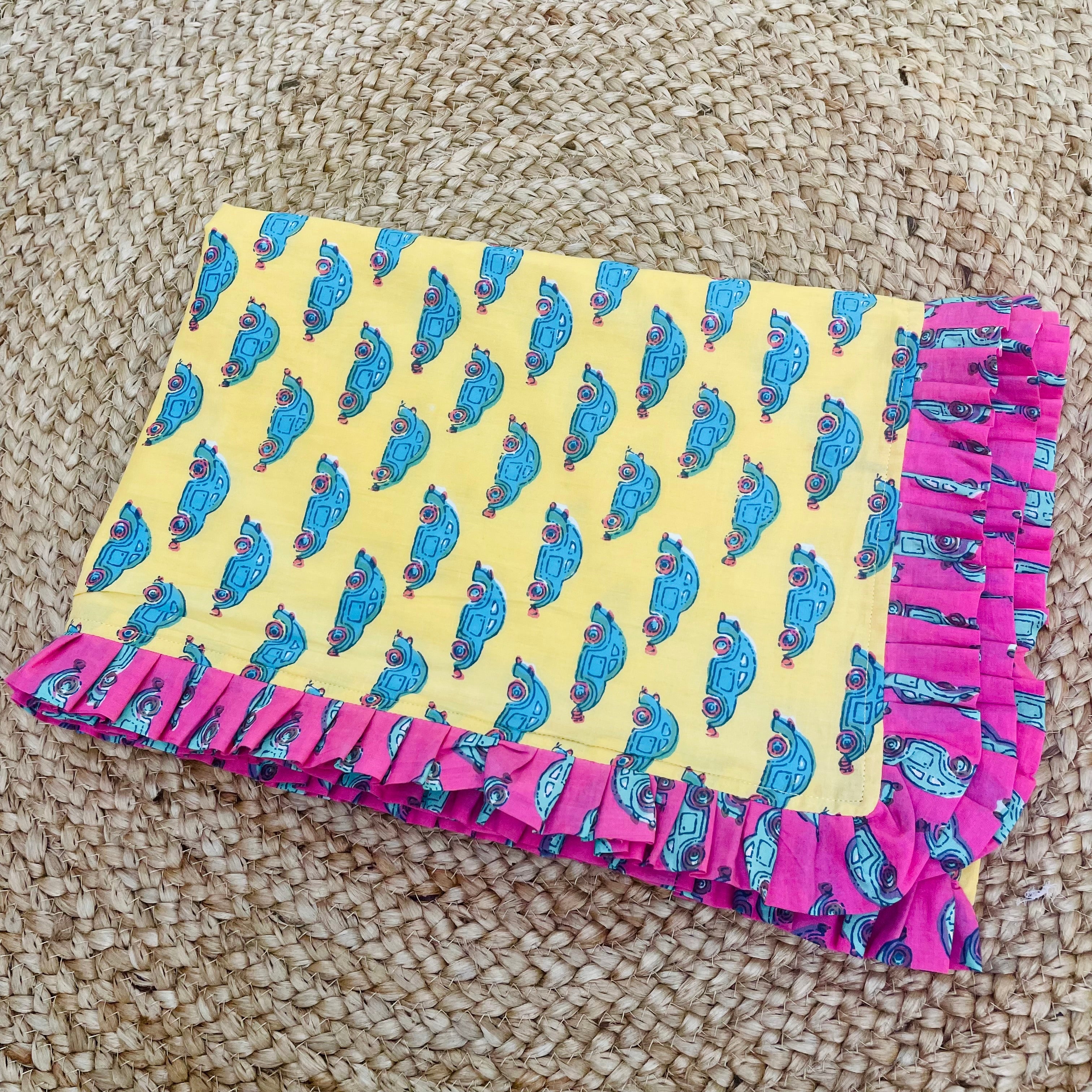 Breezy Cotton Dohar- Yellow Cars