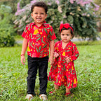 Red Bird Sibling Twinning Outfits | Pure Cotton