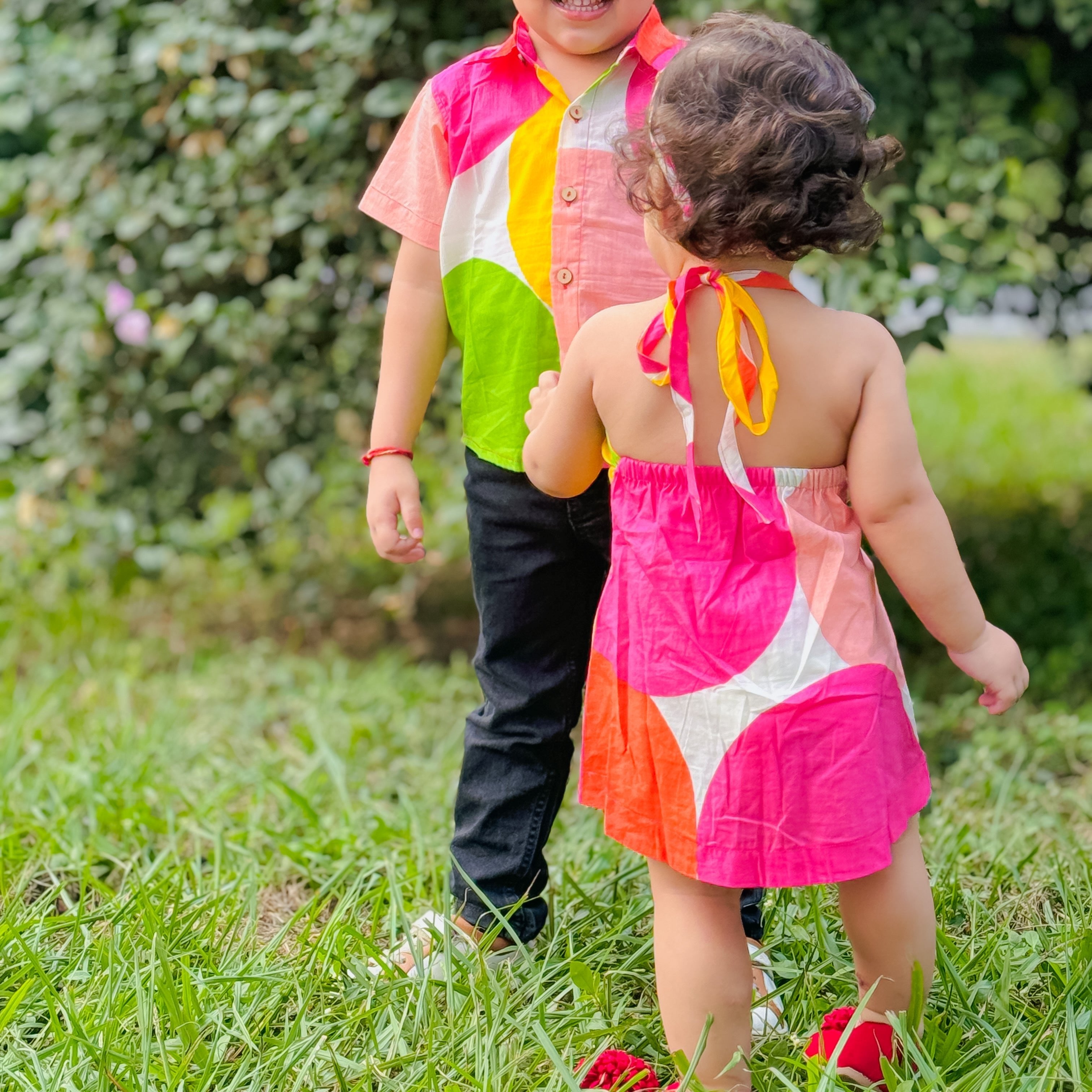 Popins Short Halter Neck Dress for Girls| Poppins| Pure Cotton