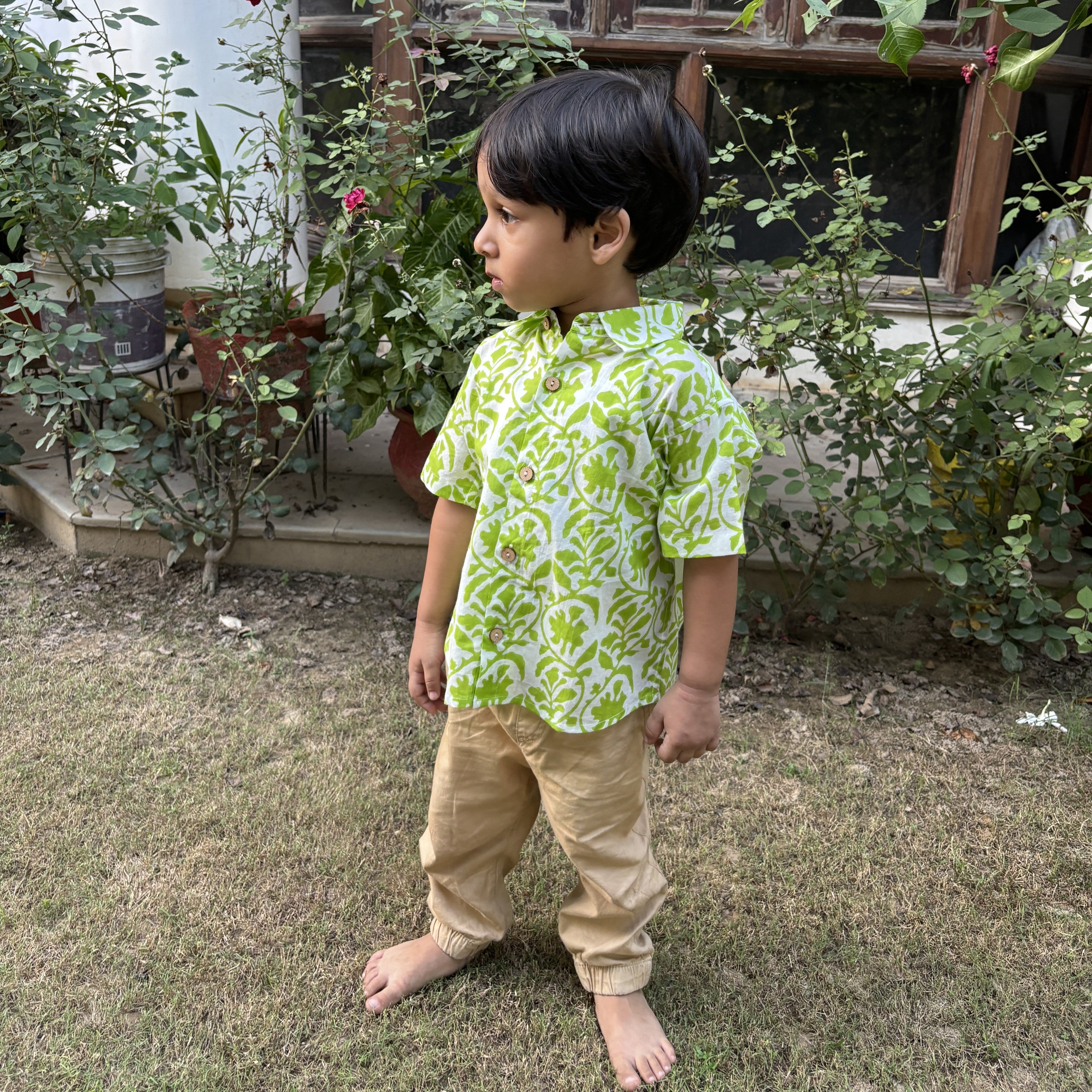Tropical Shirt for Boys| Green Forest| Pure Cotton