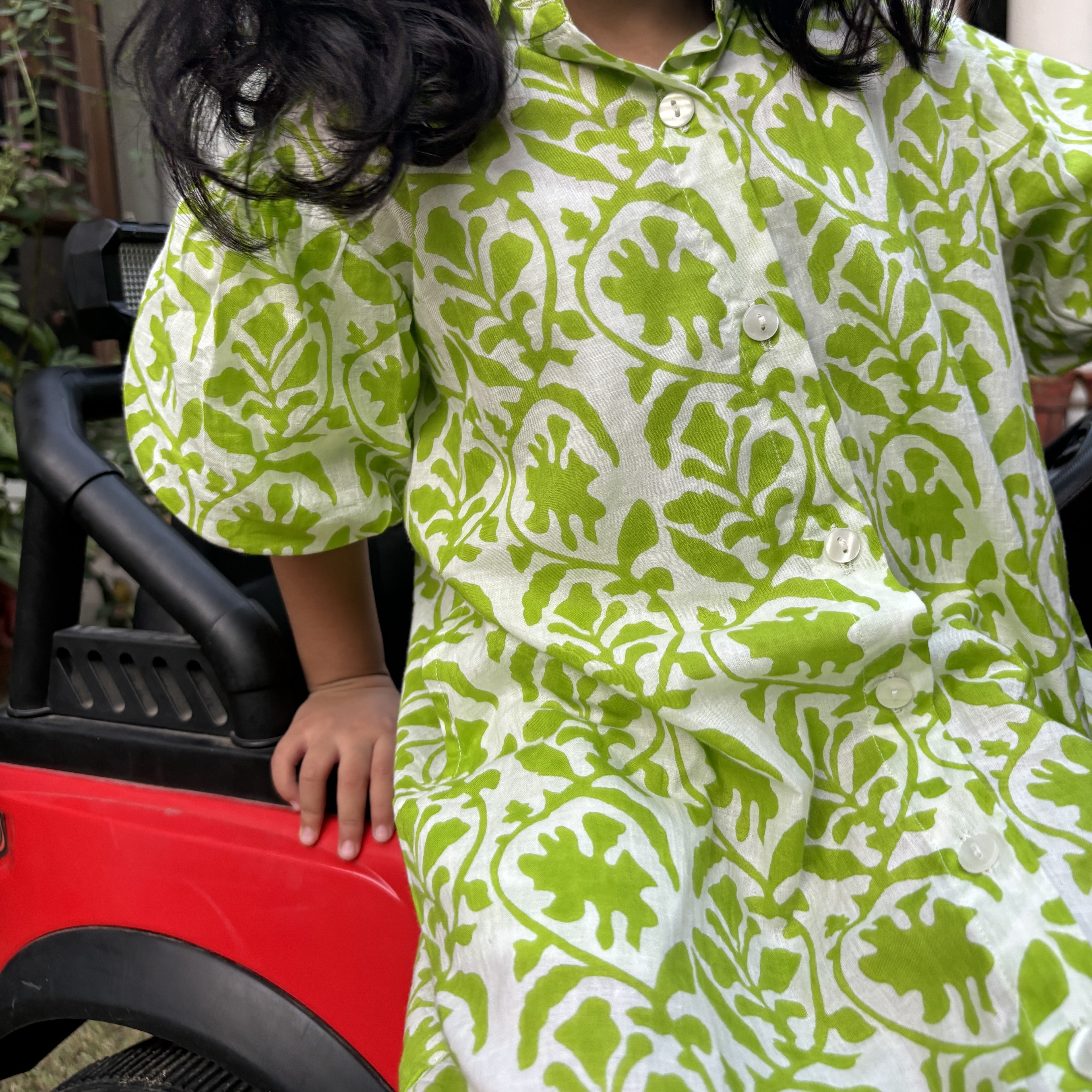 Tropical Dress for Girls| Green Forest| Pure Cotton