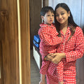 Red Checker Twinning Nightsuit Set| Pure Cotton