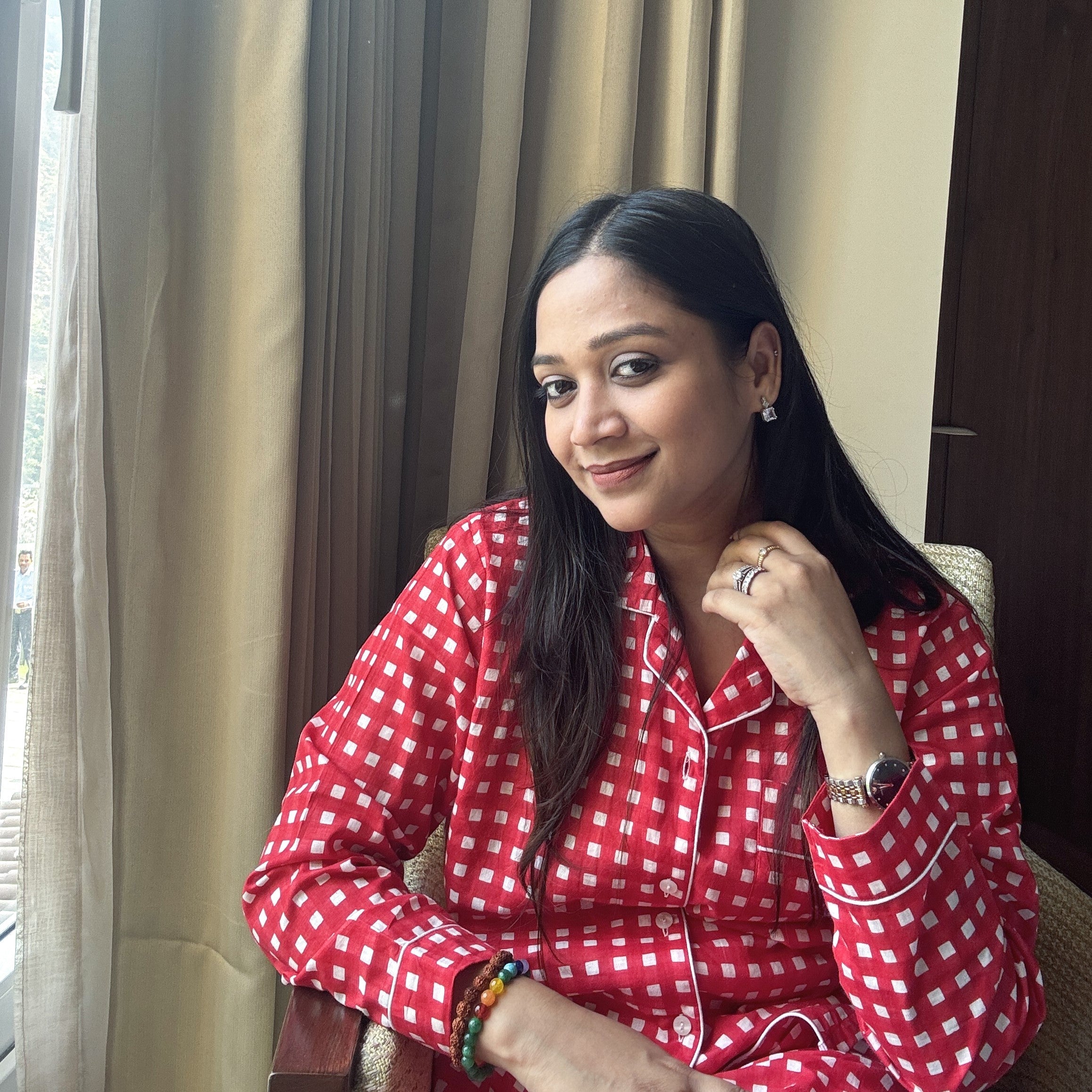 Red Checker Twinning Nightsuit Set| Pure Cotton